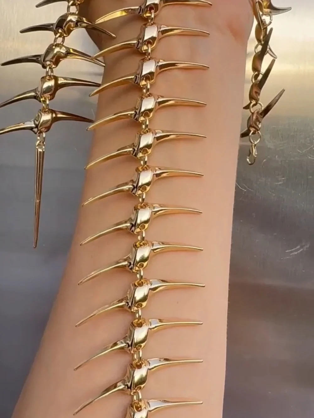 Gold Spine Back-Chain Necklace